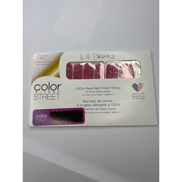 NWT Color Street "L.A. Dreams" Solid Pink Chunky Glitter Nail Strips - Picture 2 of 4